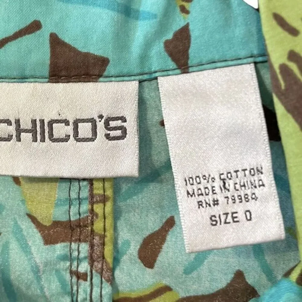 Chicos Tropical Floral Print Denim Jacket Women Size 0 Chicos - XS  Button Front